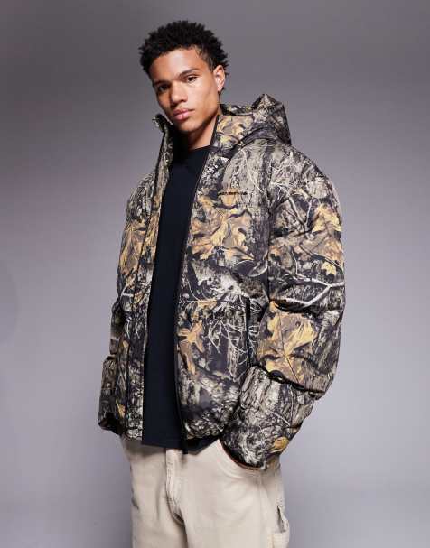 Good For Nothing puffer jacket in all over real tree camo print - view 1