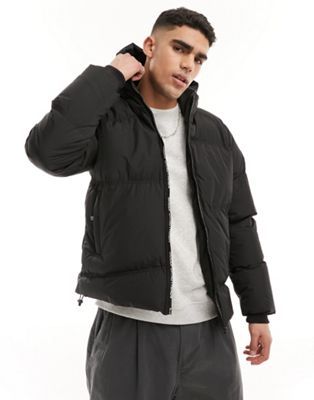 puffer jacket with hood in black