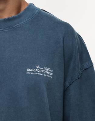 Good For Nothing Raw Edge T-shirt In Blue
