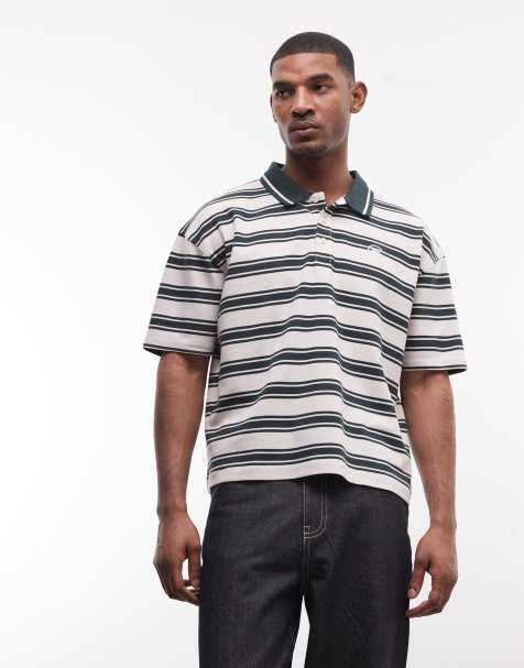 Good For Nothing - Rechte gestreepte polo in groen en beige - view 1