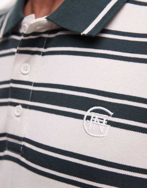 Good For Nothing - Rechte oversized gestreepte polo in groen en beige, 3 van 5
