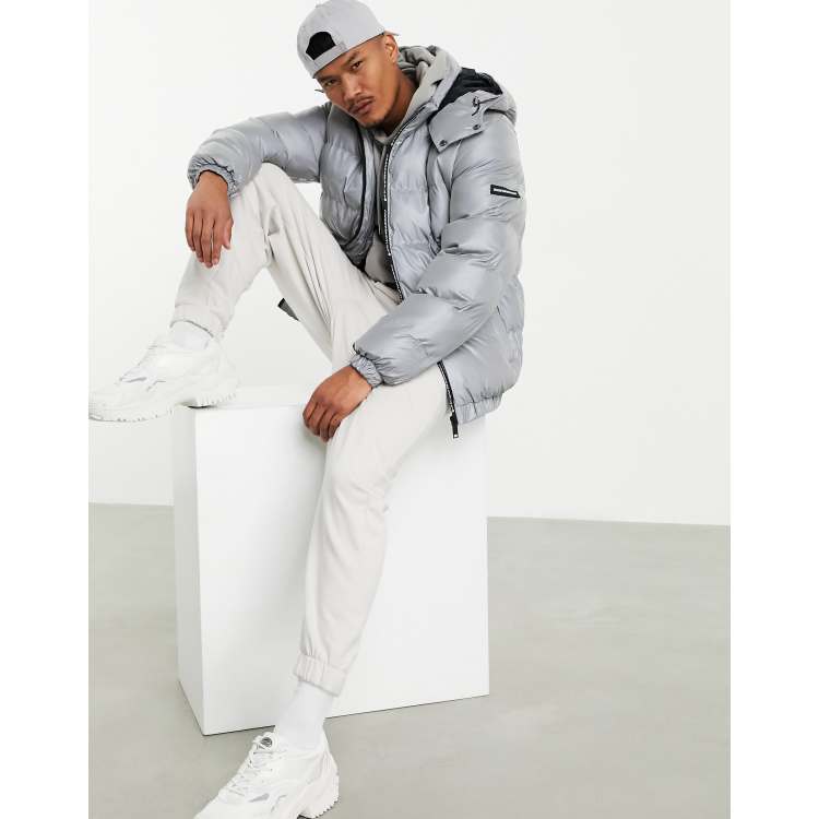 Good For Nothing reflective puffer jacket in silver