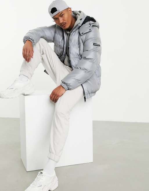 Good For Nothing reflective puffer jacket in silver