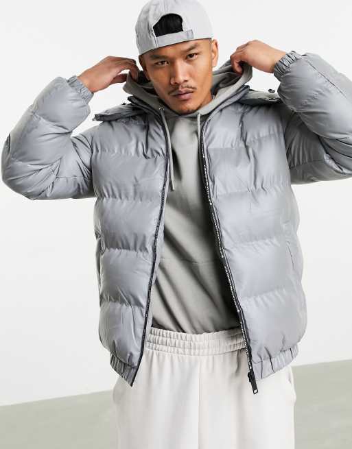 Good For Nothing reflective puffer jacket in silver