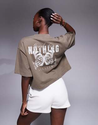 Good For Nothing Relaxed cropped t-shirt in taupe-Neutral