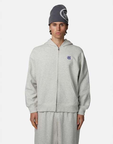 Good For Nothing – Relaxed-Fit-Kapuzenjacke in Grau mit durchgehendem Reißverschluss - view 1