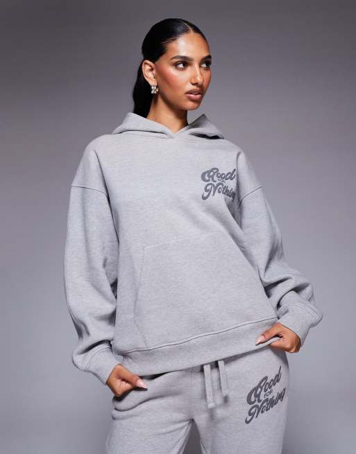 Good For Nothing Relaxed hoodie in grey