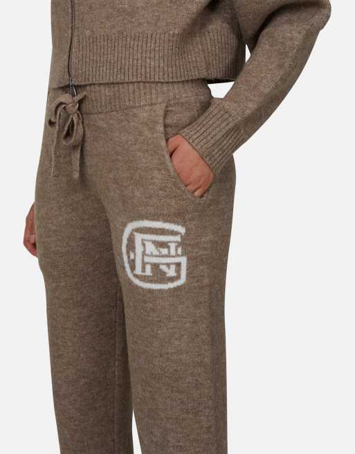 Good For Nothing Relaxed knitted bottoms in brown, 4 of 4