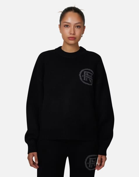 Good For Nothing Relaxed knitted sweatshirt in black