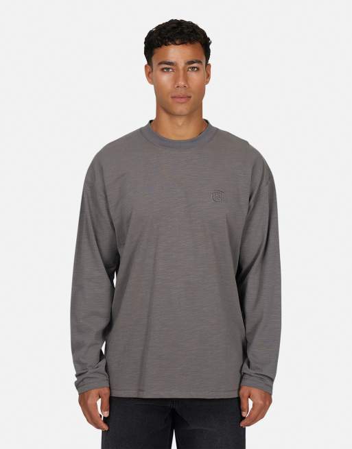Good For Nothing Relaxed long sleeve t-shirt in dark grey