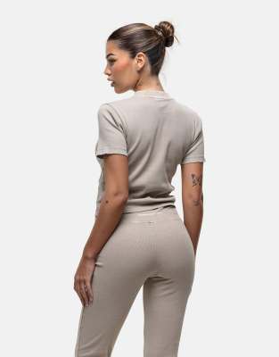 good for nothing rib knit baby tee in washed stone