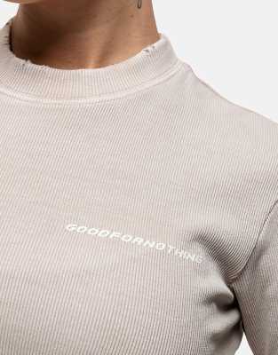 good for nothing rib knit baby tee in washed stone