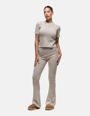 good for nothing rib knit baby tee in washed stone