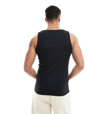 Good For Nothing Ribbed Branded Tank Top In Black