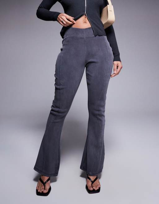 Good For Nothing ribbed panel detail flare pants in charcoal, 2 of 5