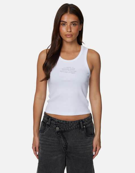 Good For Nothing Ribbed vest top in white - view 1