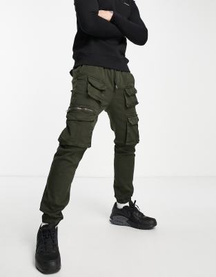 black khaki cargo pants