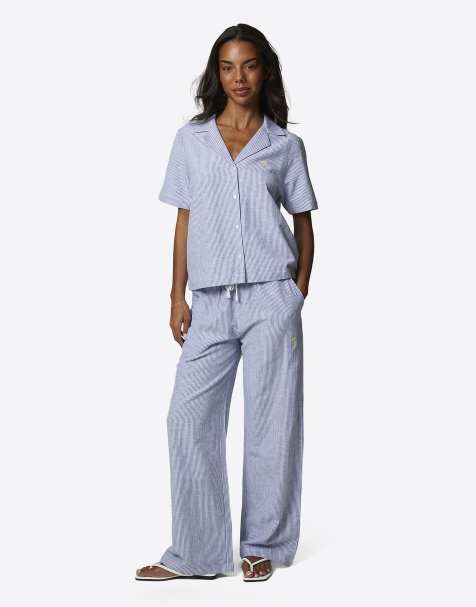 Good For Nothing - Ruimvallend overhemd met krijtstreep en monogram in blauw - view 1