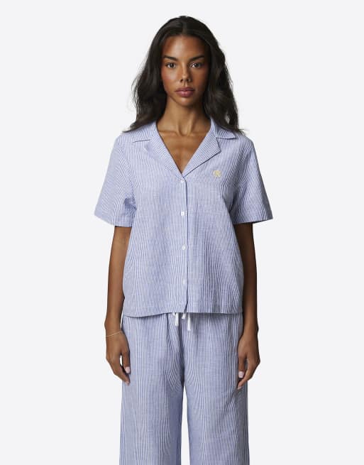 Good For Nothing - Ruimvallend overhemd met krijtstreep en monogram in blauw, 3 van 4