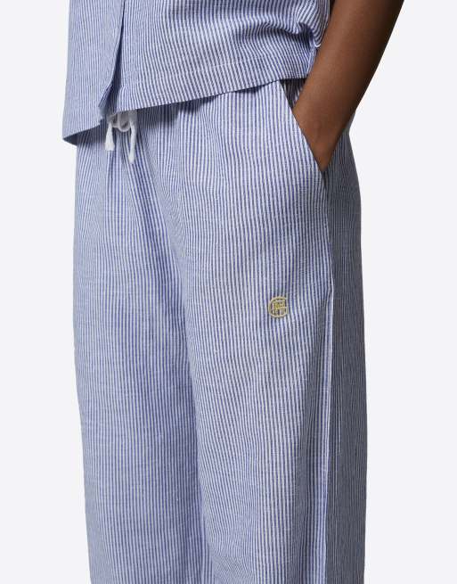 Good For Nothing - Ruimvallende broek met krijtstreep en monogram in blauw, 3 van 4