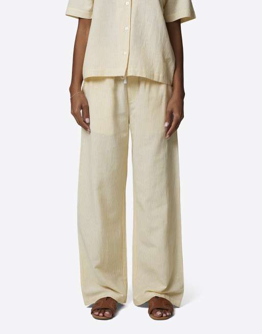 Good For Nothing - Ruimvallende broek met krijtstreep en monogram in lichtgeel, 3 van 4