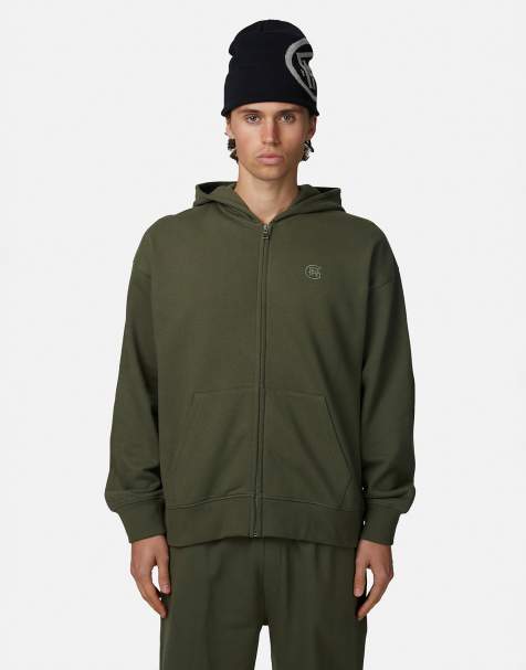 Good For Nothing - Ruimvallende hoodie met rits in groen - view 1