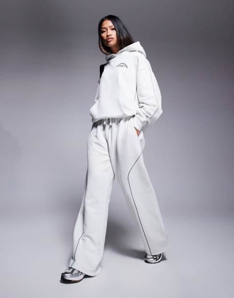 Good For Nothing seam detail sweatpants in light gray - part of a set - view 1