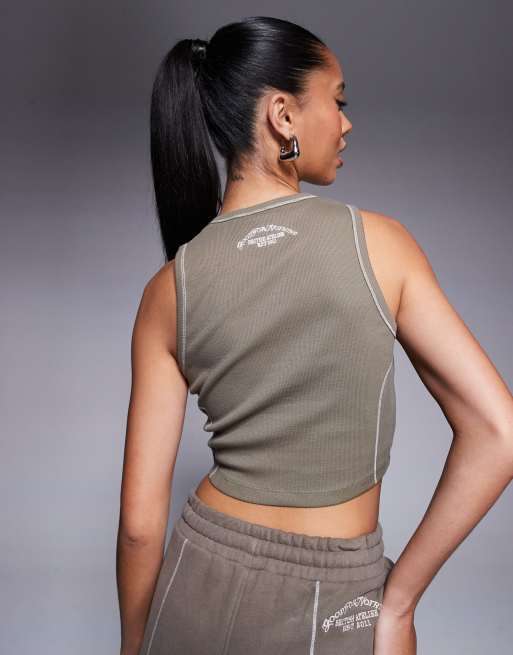 Good For Nothing seam detail vest in taupe, 2 of 4