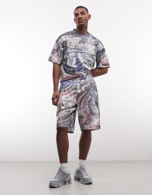 Good For Nothing - Short d'ensemble en jersey à imprimé ville sur l'ensemble-Multicolore