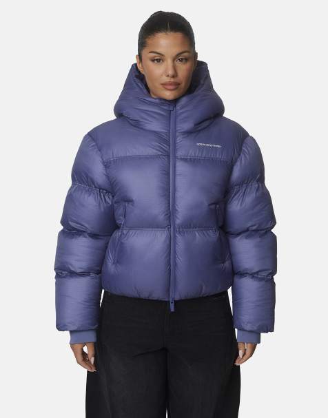 Good For Nothing short hooded padded puffer jacket in blue - view 1