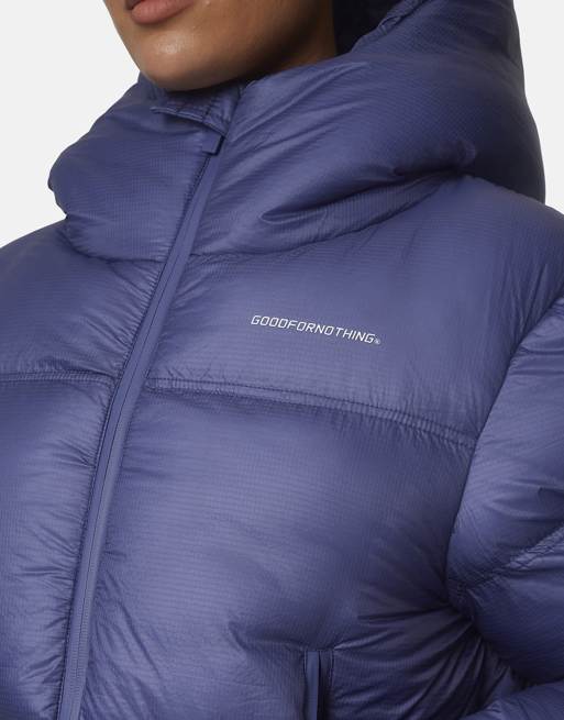 Good For Nothing short hooded padded puffer jacket in blue, 4 of 4