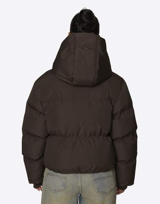 Good For Nothing Short hooded weather-resistant padded puffer jacket in brown, 2 of 4