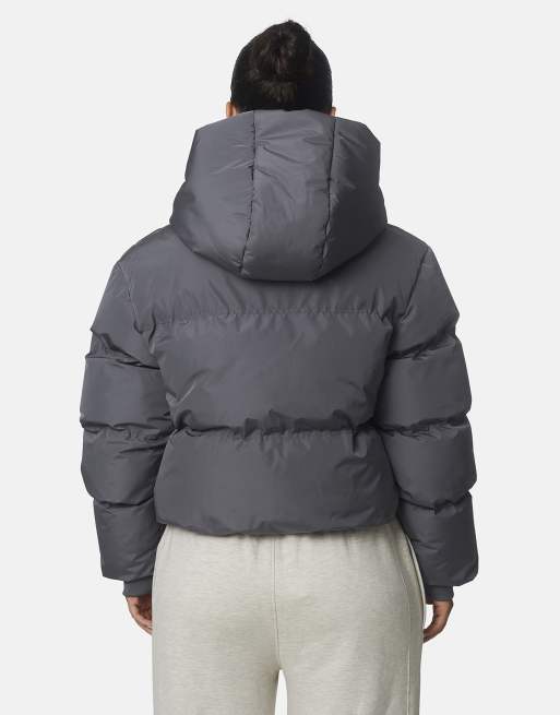 Good For Nothing Short hooded weather-resistant padded puffer jacket in grey, 2 of 4