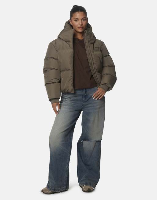 Good For Nothing Short hooded weather-resistant padded puffer jacket in taupe, 3 of 4