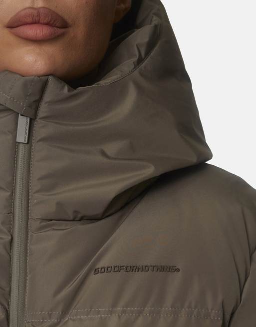 Good For Nothing Short hooded weather-resistant padded puffer jacket in taupe, 4 of 4