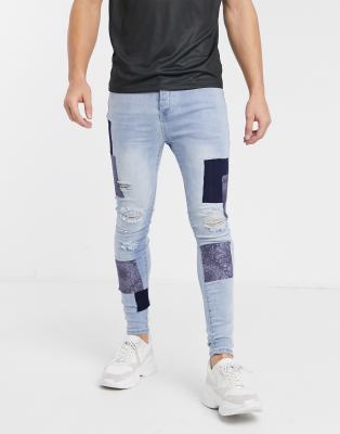 mens bandana patch jeans