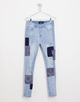 mens bandana patch jeans