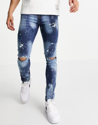 blue paint splash jeans