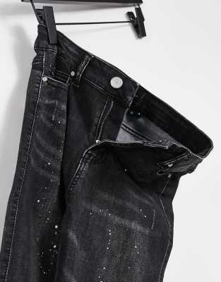 black paint splat jeans