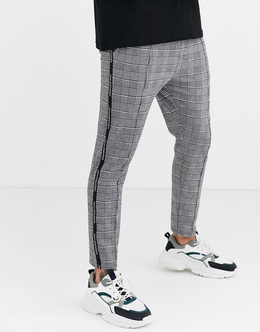 Good For Nothing skinny trousers in grey prince of wales check
