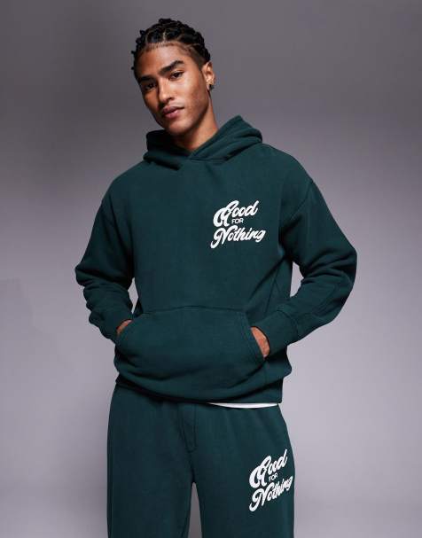 Good for Nothing - Skovgrøn pullover-hættetrøje med oversized pasform - Del af sæt - view 1