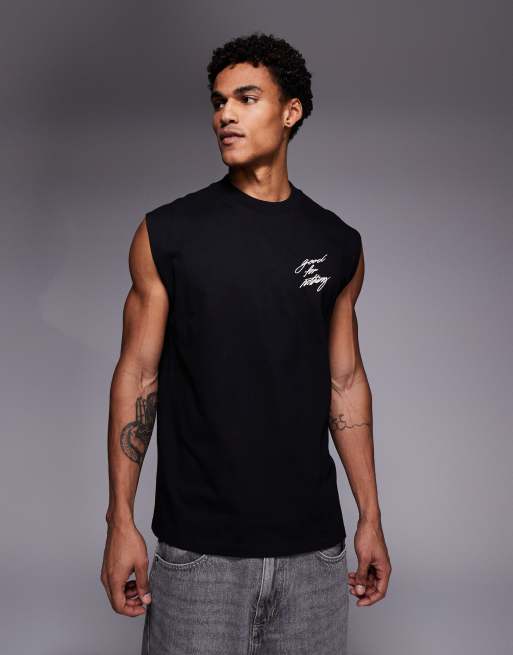 Good For Nothing sleeveless vest in black ombre, 3 of 5