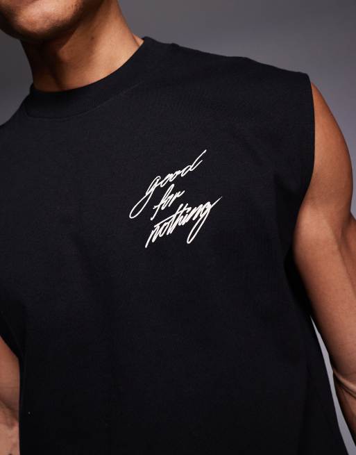 Good For Nothing sleeveless vest in black ombre, 5 of 5