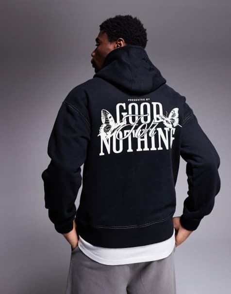 Good For Nothing - Sort hættetrøje med print på ryggen - view 1