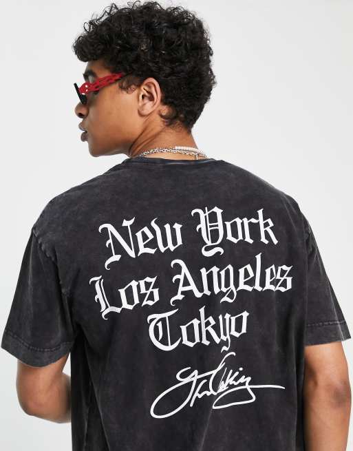 Good For Nothing - Sort oversized T-shirt i syrevask med by- og logoprint