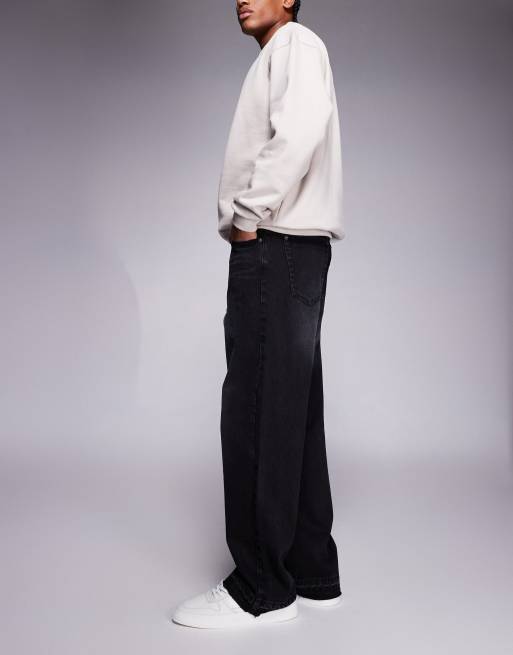 Good for Nothing - Sorte jeans med rå kant i poset pasform, 3 af 5