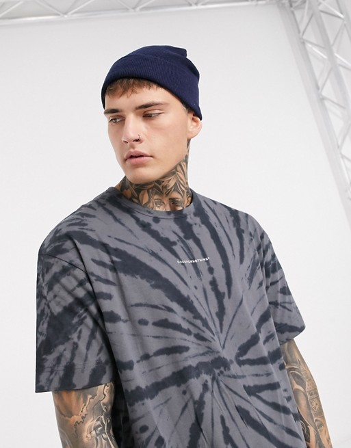 Good For Nothing spiral tie dye t-shirt in grey