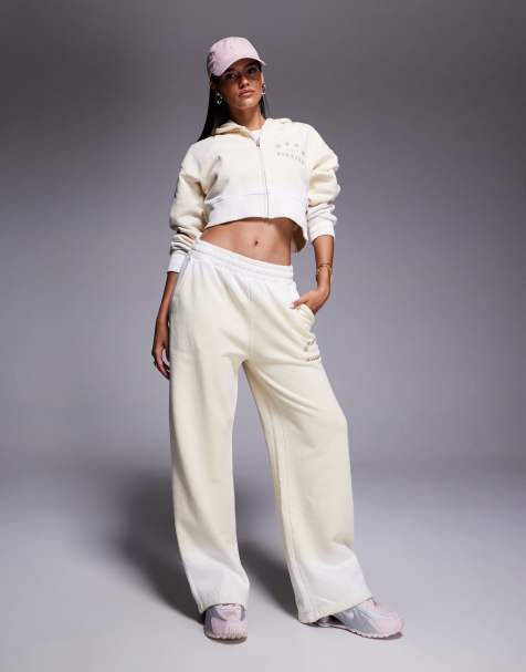 Good For Nothing Spray effect relaxed wide leg jogger in cream - view 1