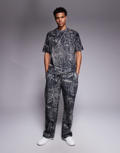 Good For Nothing straight leg joggers in all over camo print