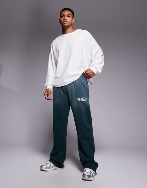 Good For Nothing straight leg joggers in green with spray effect - view 1